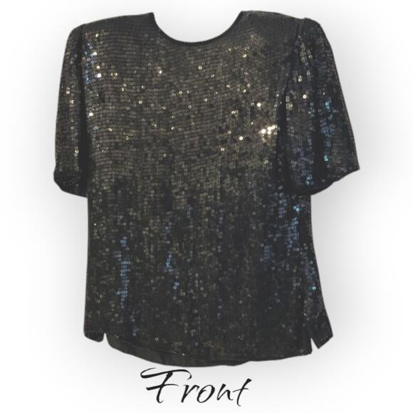 Vintage Saks Fifth Avenue Folio Sequined Top M - Picture 1 of 3